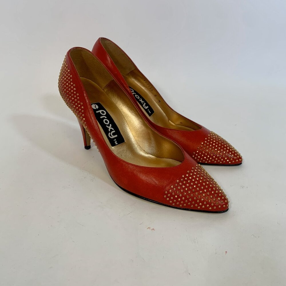 Sz 8 Vintage Proxy Red Leather Heels